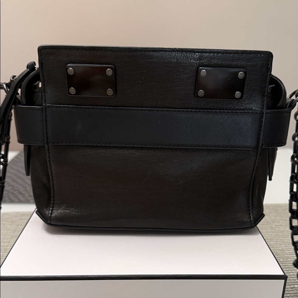 rag & bone Black Leather Crossbody Bag with Chain Strap - Picture 6 of 11